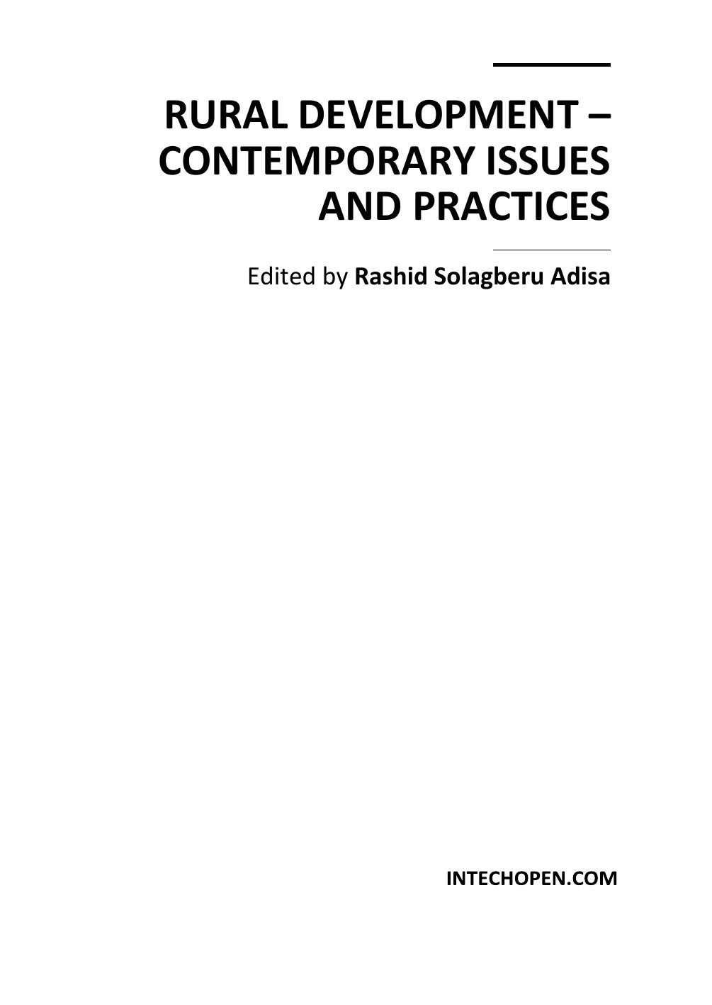 Rural development - contemporary issues and practices by Rashid Solagberu Adisa