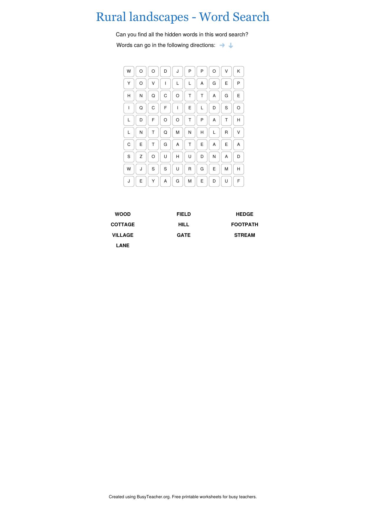 Rural landscapes by Word Search