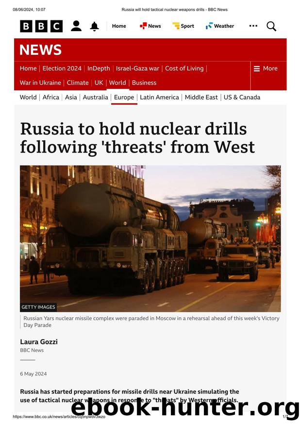 Russia will hold tactical nuclear weapons drills - BBC News by BBC News