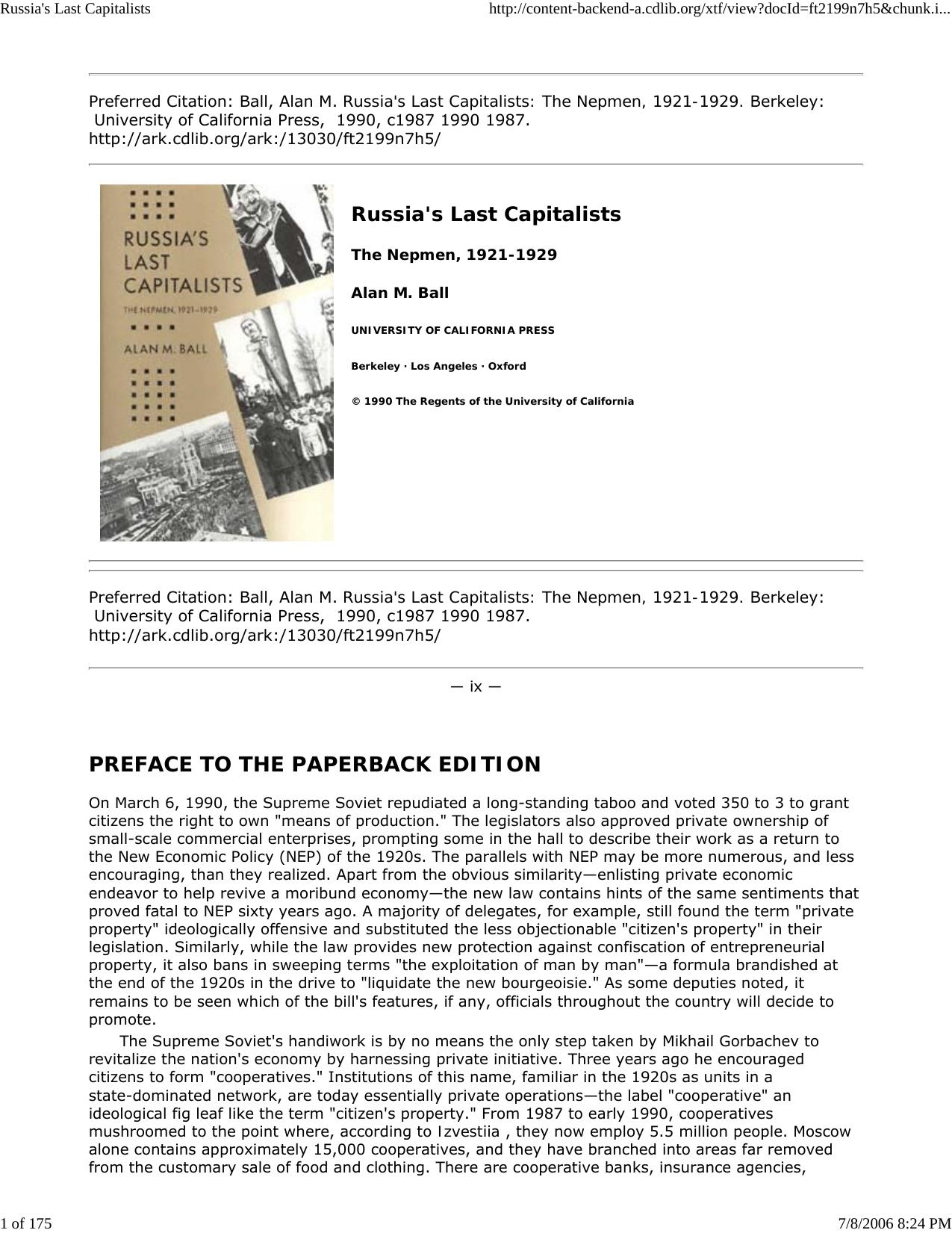 Russia's Last Capitalists by Master Clark