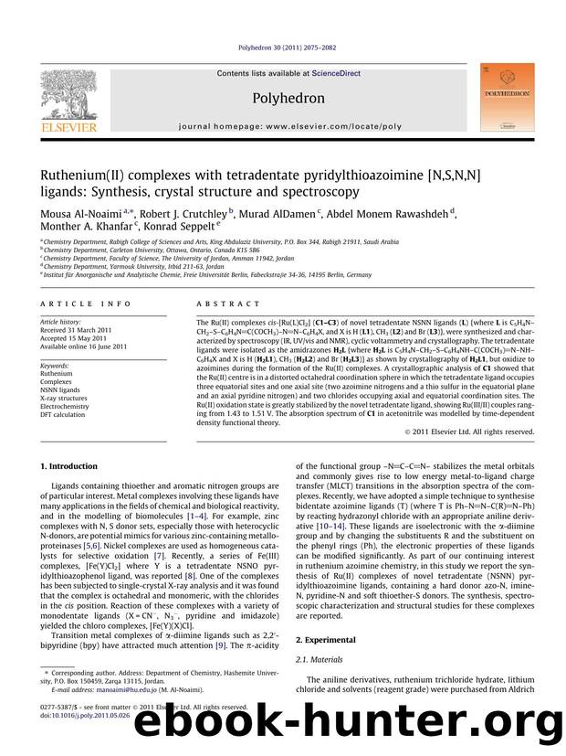 Ruthenium(II) complexes with tetradentate pyridylthioazoimine [N,S,N,N] ligands: Synthesis, crystal structure and spectroscopy by unknow