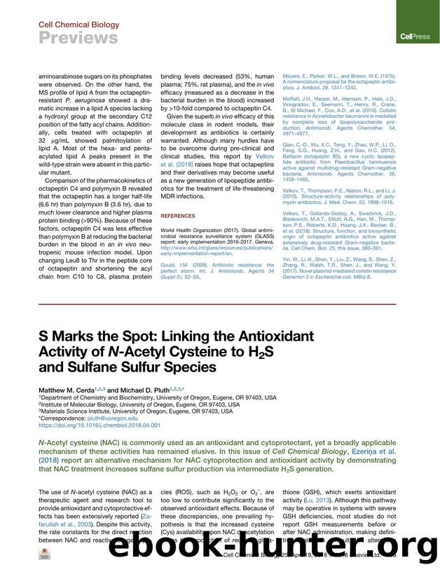 S Marks the Spot: Linking the Antioxidant Activity of N-Acetyl Cysteine to H2S and Sulfane Sulfur Species by Matthew M. Cerda & Michael D. Pluth