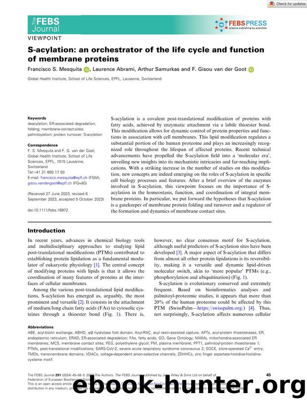 Sâacylation: an orchestrator of the life cycle and function of membrane proteins by Unknown