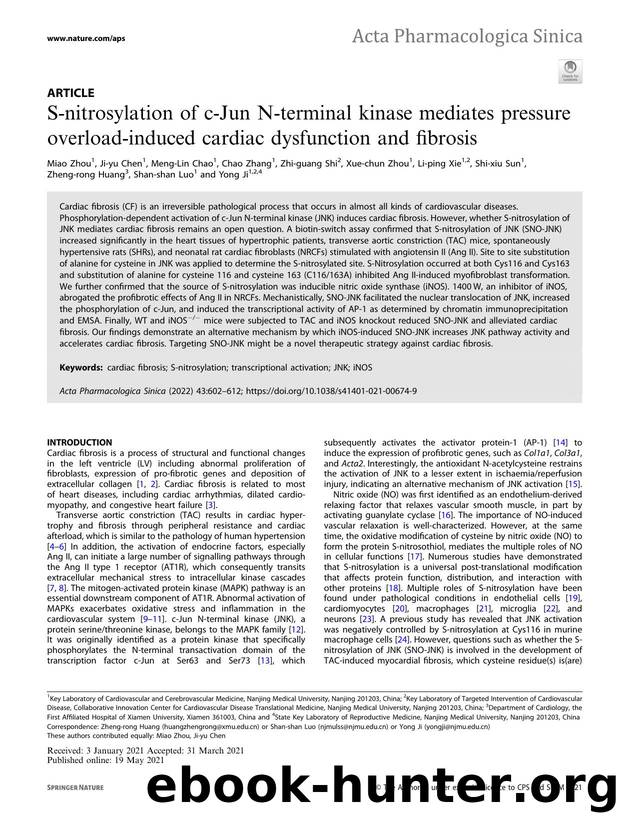 S-nitrosylation of c-Jun N-terminal kinase mediates pressure overload-induced cardiac dysfunction and fibrosis by unknow