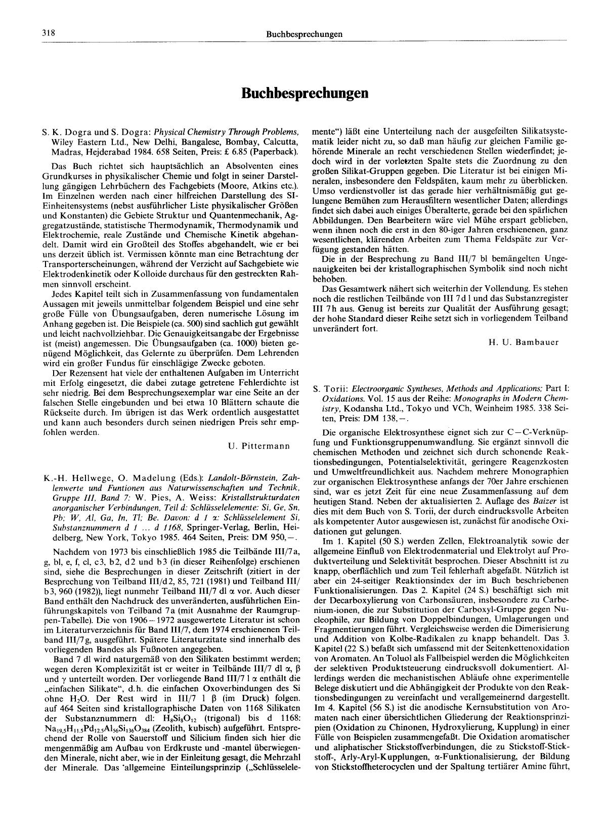 S. K. Dogra und S. Dogra: Physical Chemistry Through Problems, Wiley Eastern Ltd., New Delhi, Bangalese, Bombay, Calcutta, Madras, Hejderabad 1984. 658 Seiten, Preis: £ 6.85 (Paperback). by Unknown