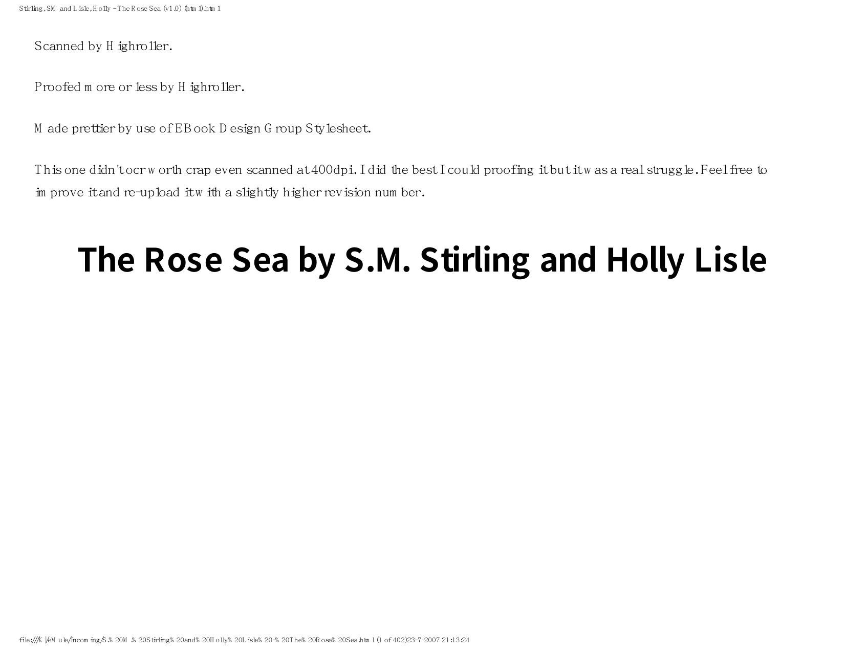 S. M. Stirling - The Rose Sea by S. M. Stirling
