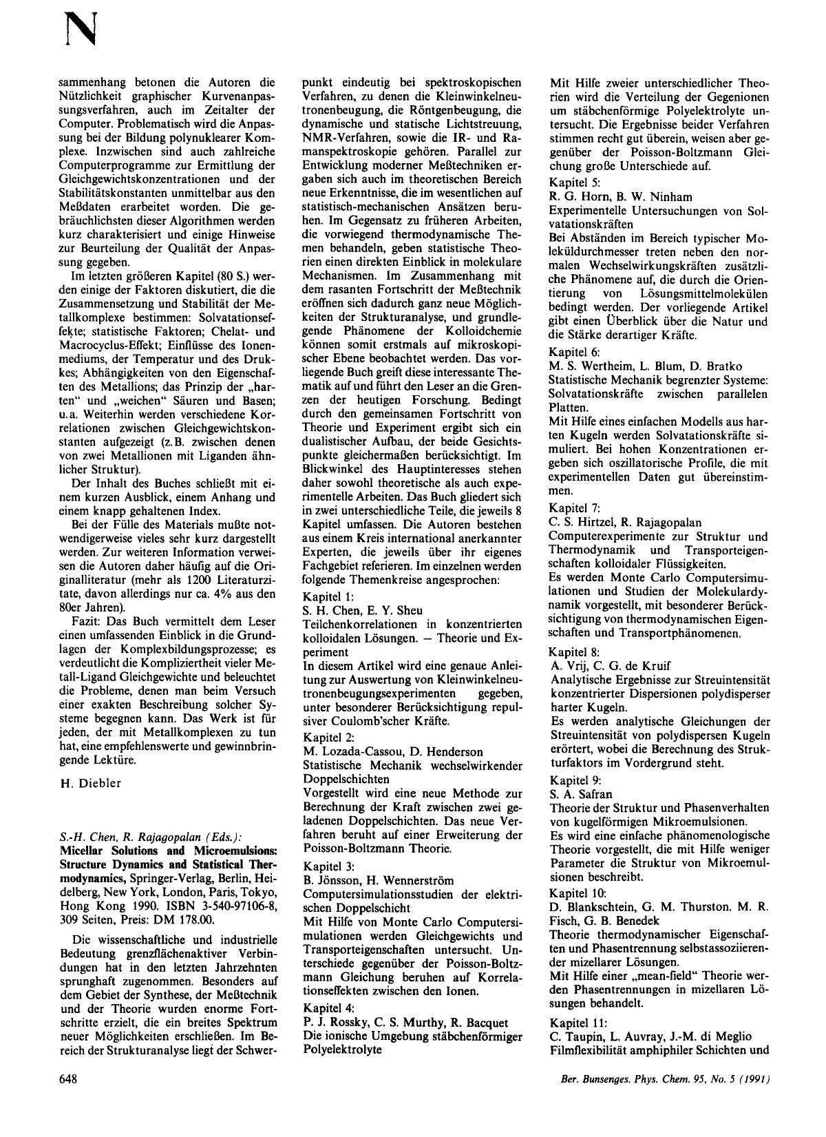 S.-H. Chen, R. Rajagopalan (Eds.): Micellar Solutions and Microemulsions: Structure Dynamics and Statistical Thermodynamics, Springer-Verlag, Berlin, Heidelberg, New York, London, by Unknown