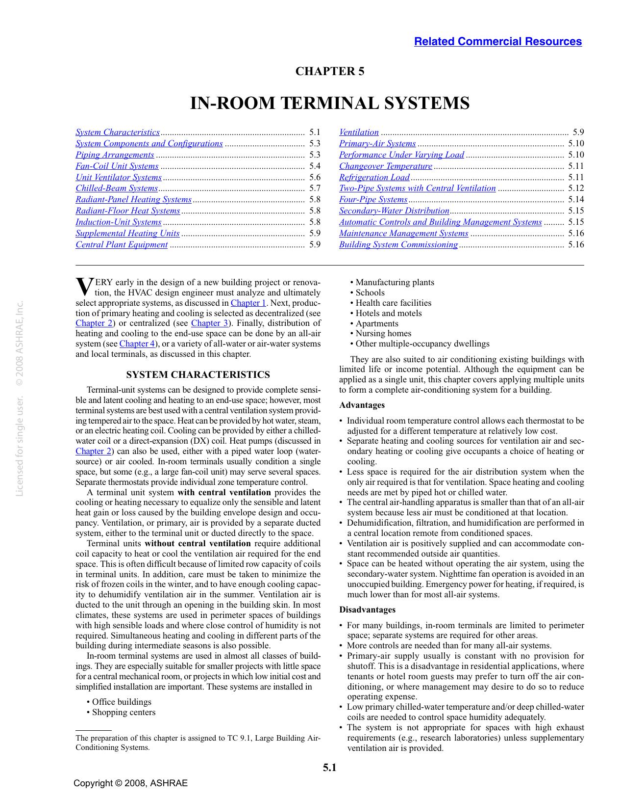 S05 I-P - In-Room Terminal Systems (TC 9.1) by ASHRAE