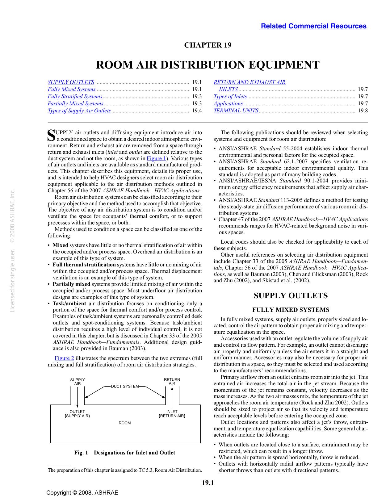 S19 I-P - Room Air Distribution Equipment (TC 5.3, Room Air Distribution) by ASHRAE