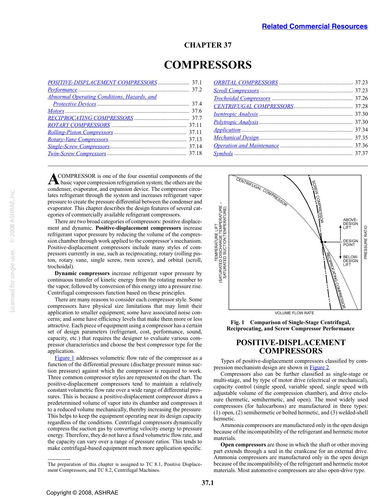 S37 I-P - Compressors (TC 8.1, Positive Displacement Compressors, and TC 8.2, Centrifugal Machines) by ASHRAE