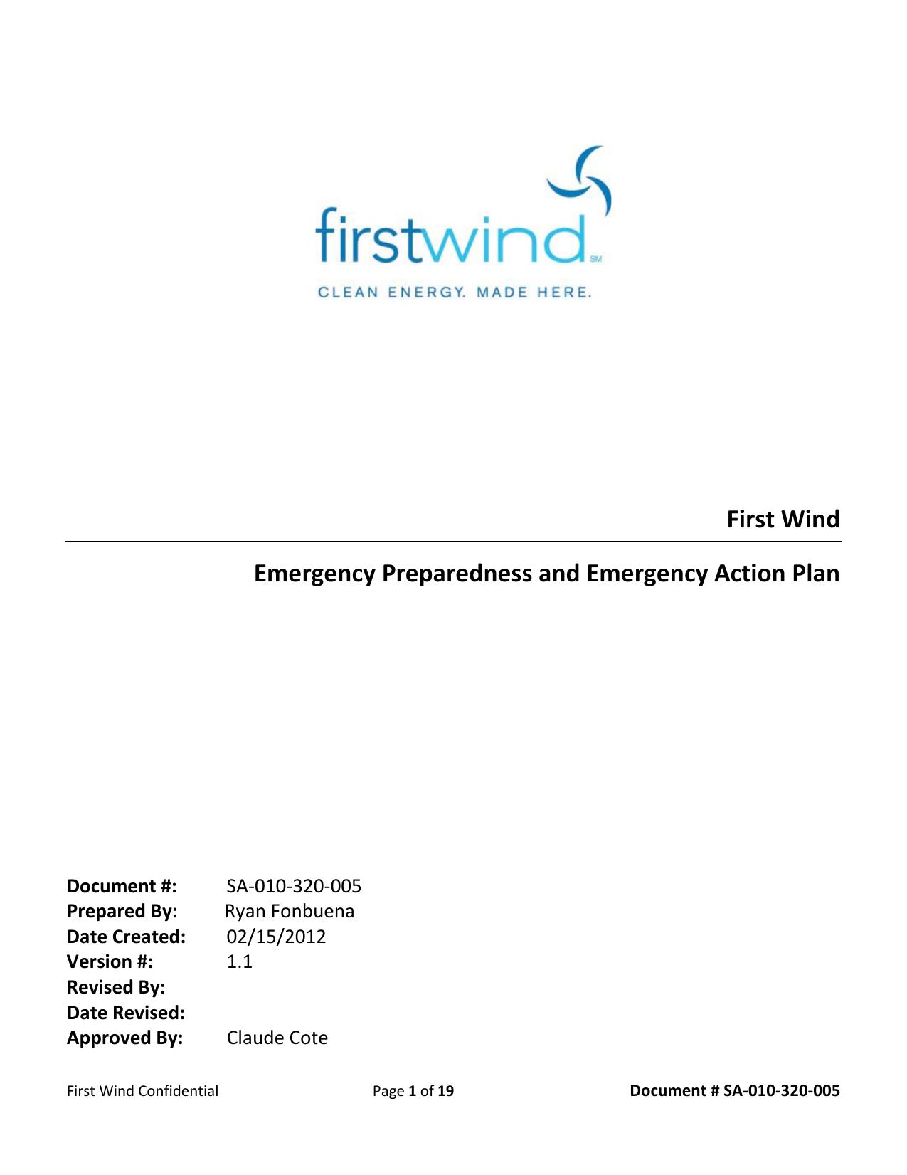 SA-010-320-005 Emergency Preparedness and Emergency Action Plan by Miguel Rosales