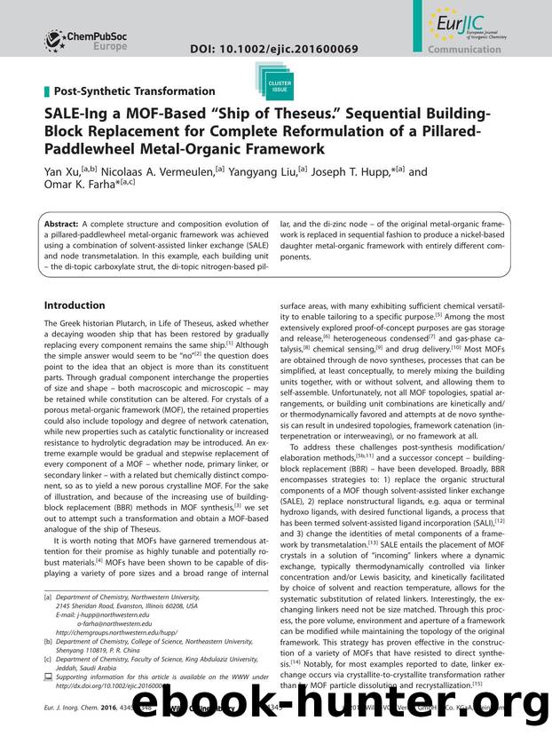 SALE&#x02010;Ing a MOF&#x02010;Based &#x0201C;Ship of Theseus.&#x0201D; Sequential Building&#x02010;Block Replacement for Complete Reformulation of a Pillared&#x02010;Paddlewheel M by Unknown