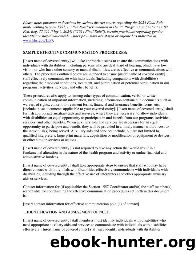 SAMPLE EFFECTIVE COMMUNICATION PROCEDURES: by HHS/OS/OCR