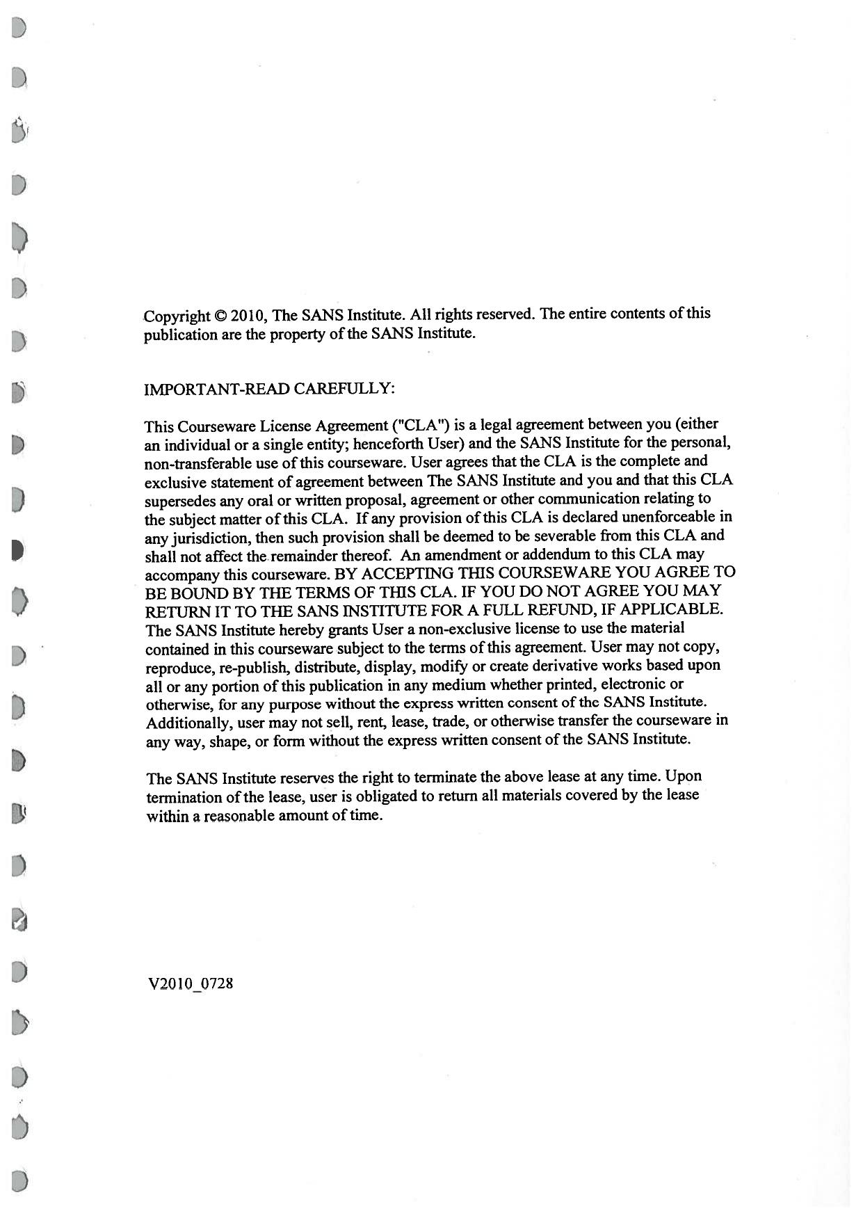 SANS Security 542.1.2 Attacker's View from the Web (2010) by Unknown
