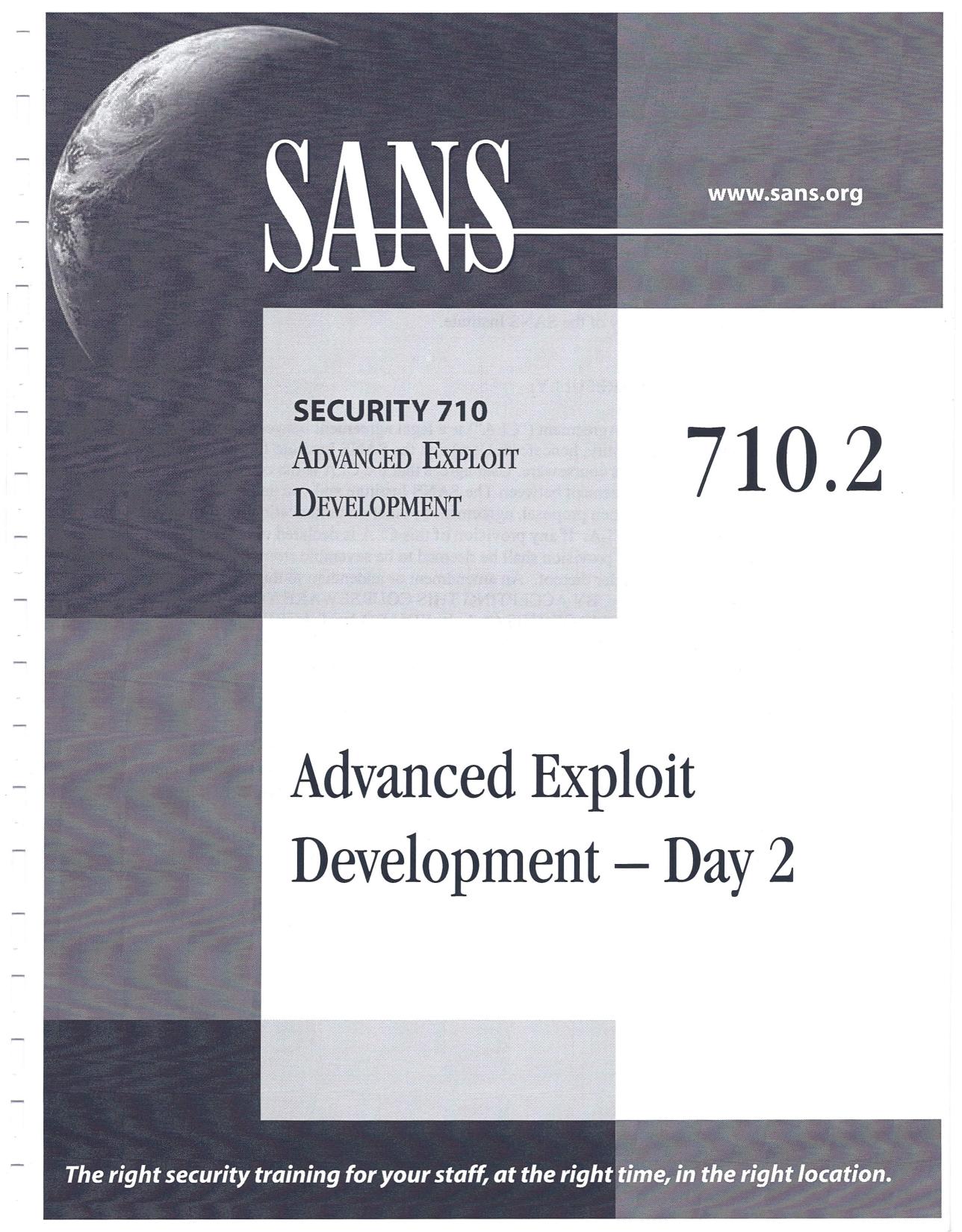 SANS Security 710.2 Advanced Exploit Development Day 2 (2011) by Unknown