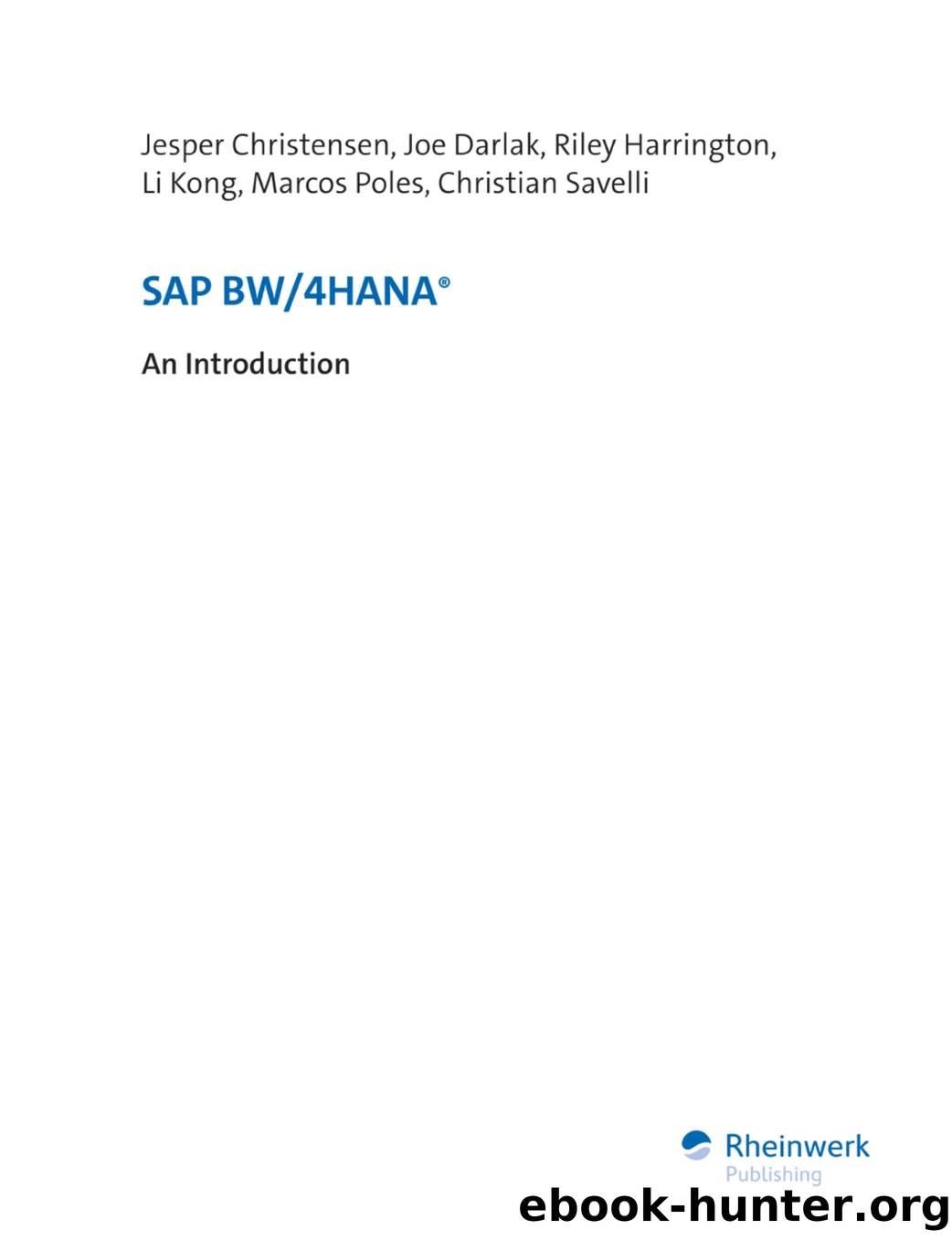 SAP BW4HANA An Introduction by Unknown