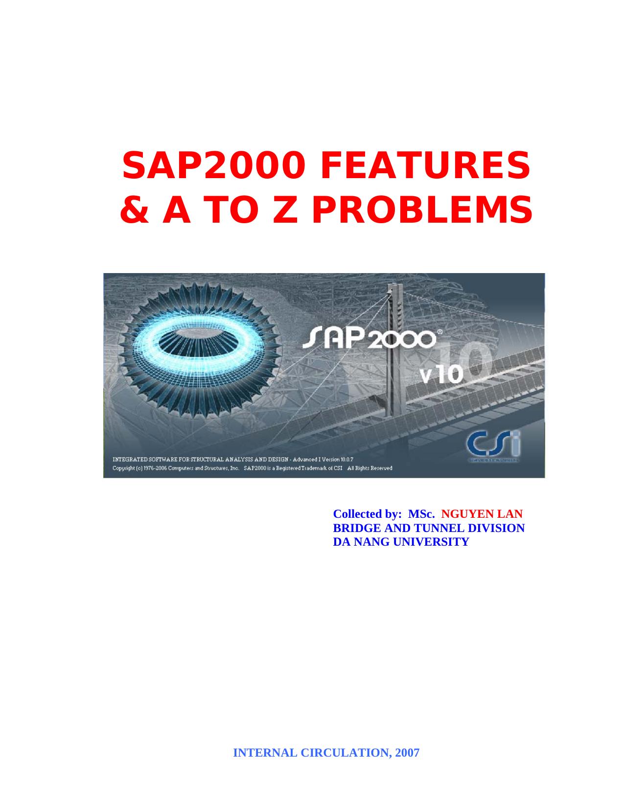 SAP2000 features. A to Z problems by Nguyen Lan
