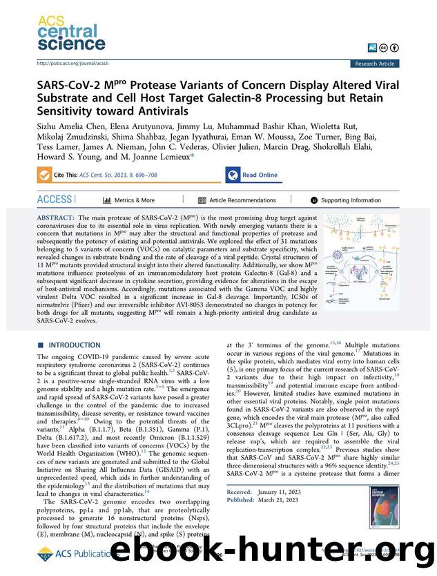 SARS-CoVâ2 Mpro Protease Variants of Concern Display Altered Viral Substrate and Cell Host Target Galectin-8 Processing but Retain Sensitivity toward Antivirals by unknow