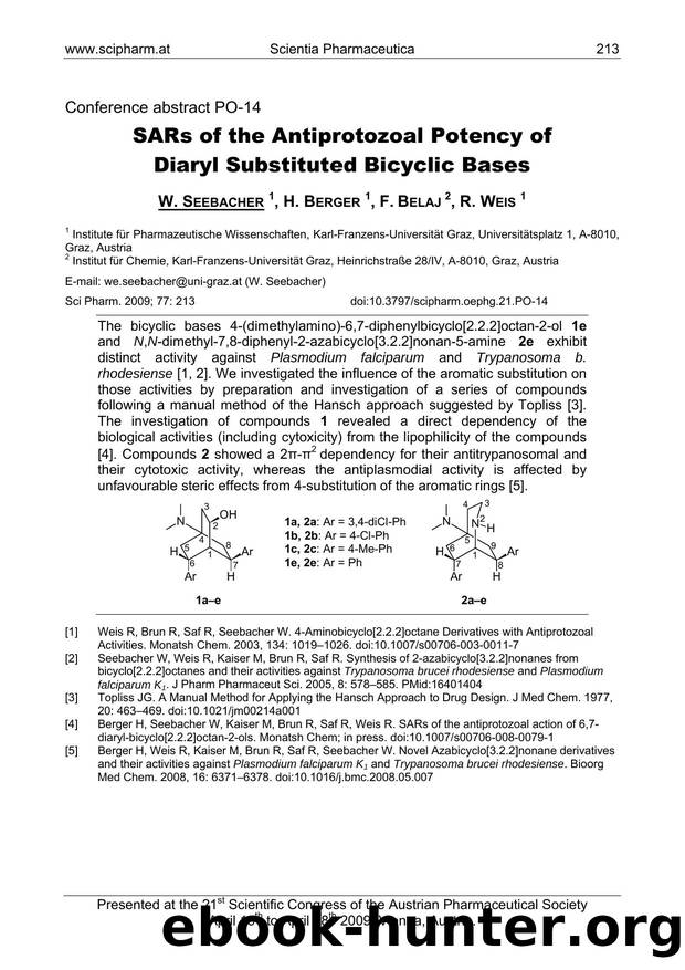SARs of the Antiprotozoal Potency of Diaryl Substituted Bicyclic Bases by W. SEEBACHER & H. BERGER & F. BELAJ & R. WEIS