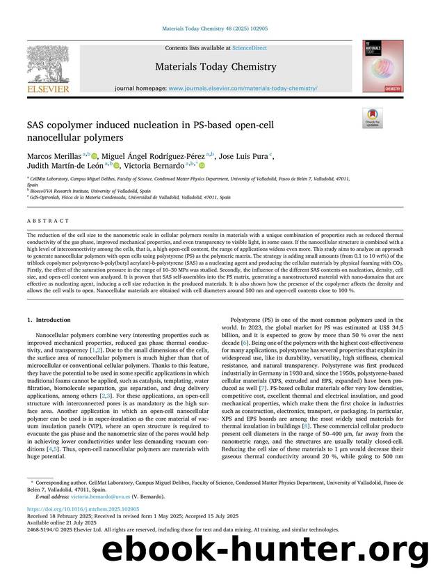 SAS copolymer induced nucleation in PS-based open-cell nanocellular polymers by unknow