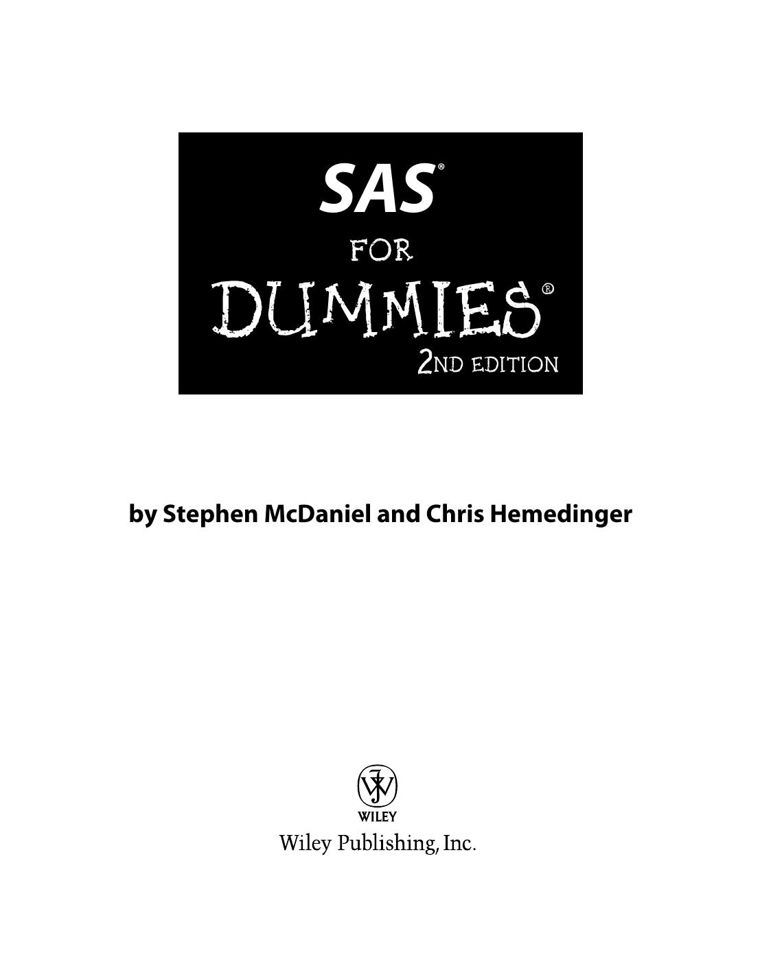 SAS for dummies by Stephen McDaniel; Chris Hemedinger