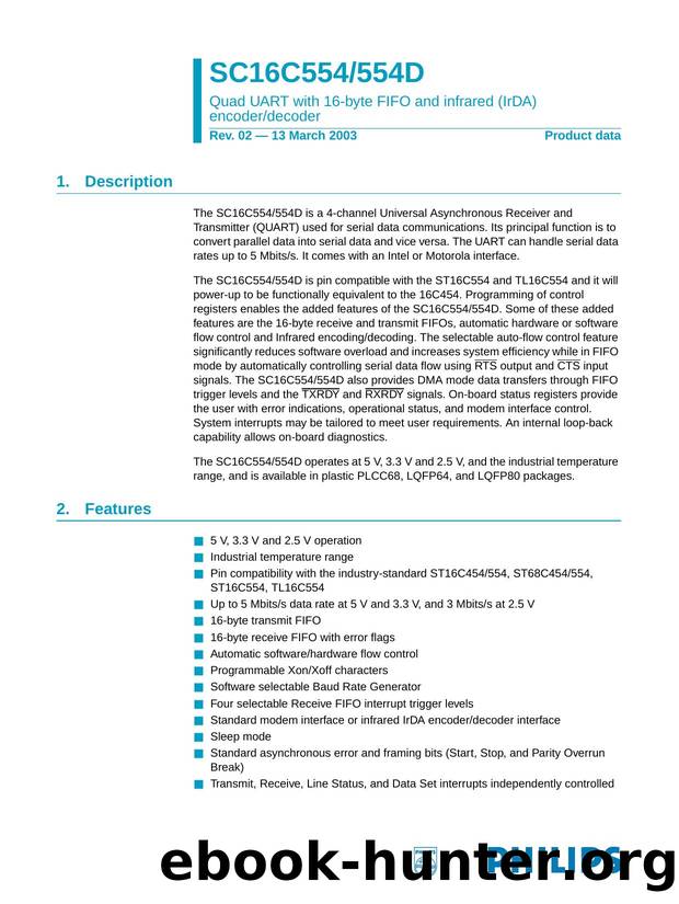 SC16C554554D  Quad UART with 16-byte FIFO and infrared (IrDA) encoderdecoder by Philips Semiconductors