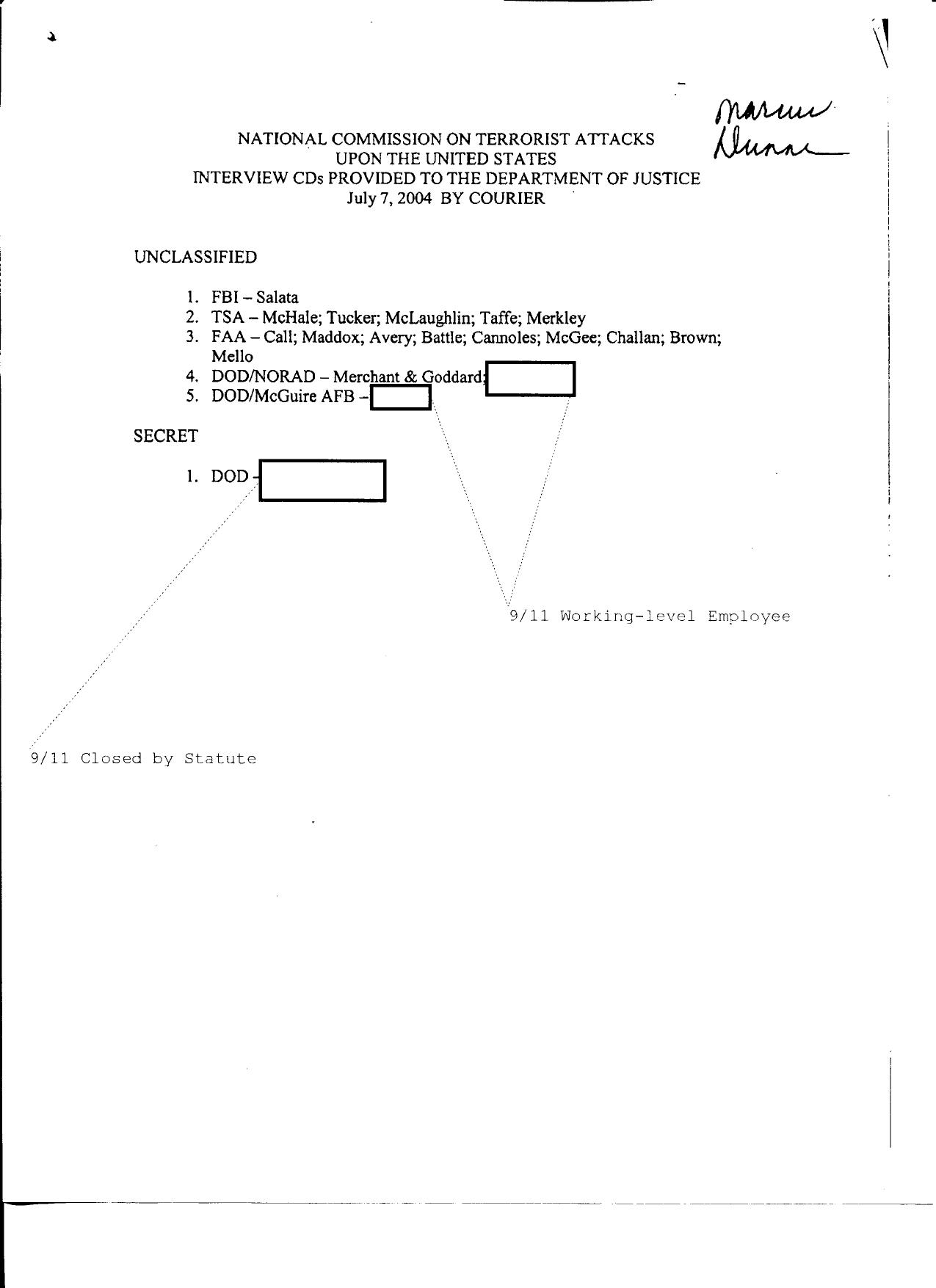 SD B3 DOJ Fdr- Lists of Interview CDs provided by DOJ 780 by Unknown