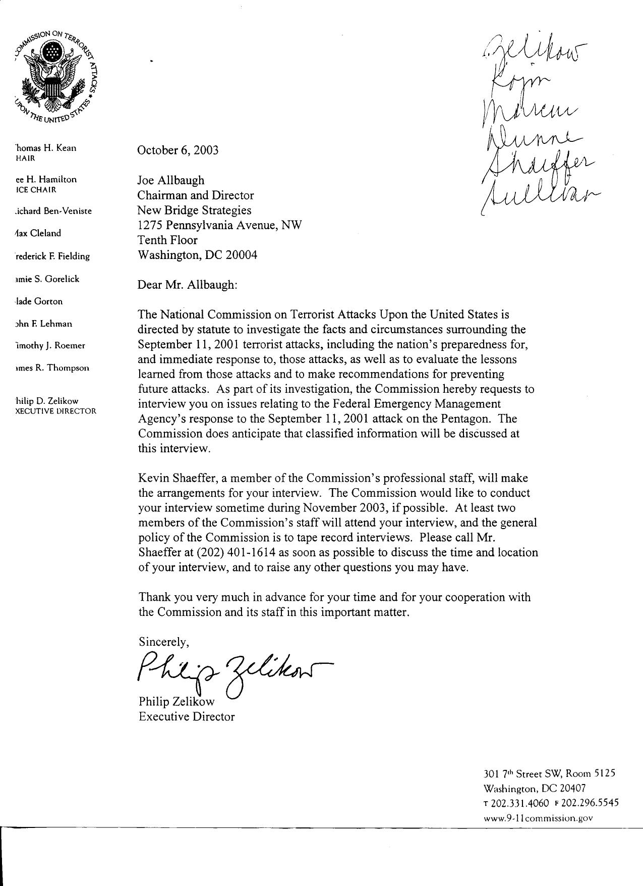 SD B3 Interviews Fdr- Entire Contents- Interview Request Letters- Alpha by Kean-Hamilton-Zelikow-Marcus then Alpha by Naftali by Unknown