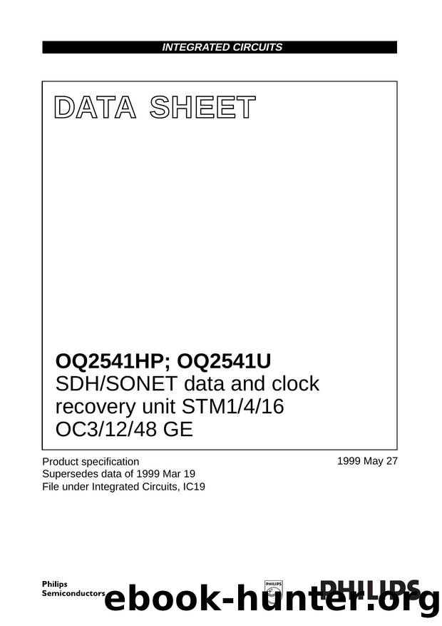 SDHSONET data and clock recovery unit STM1416 OC31248 GE by Philips Semiconductors