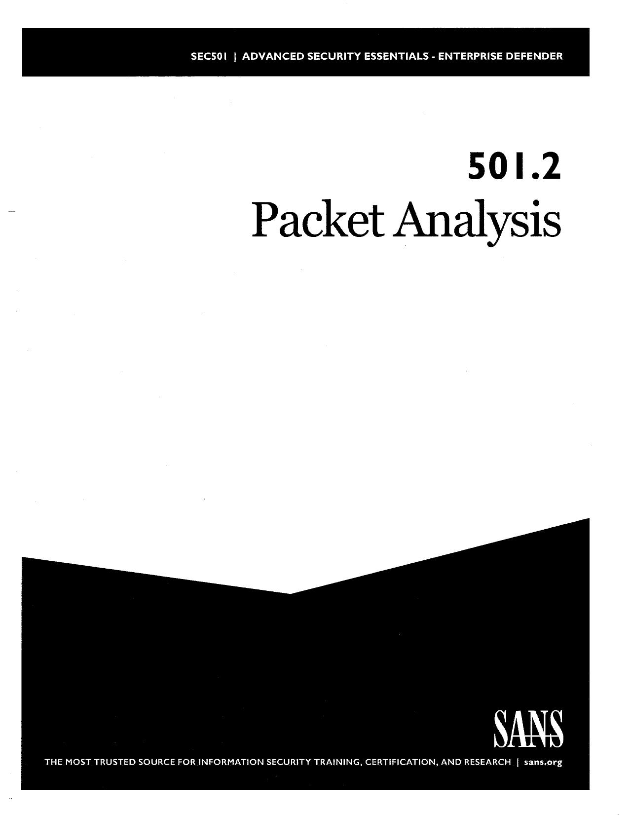 SEC501.2: Packet Analysis by Eric Cole; David Shackleford