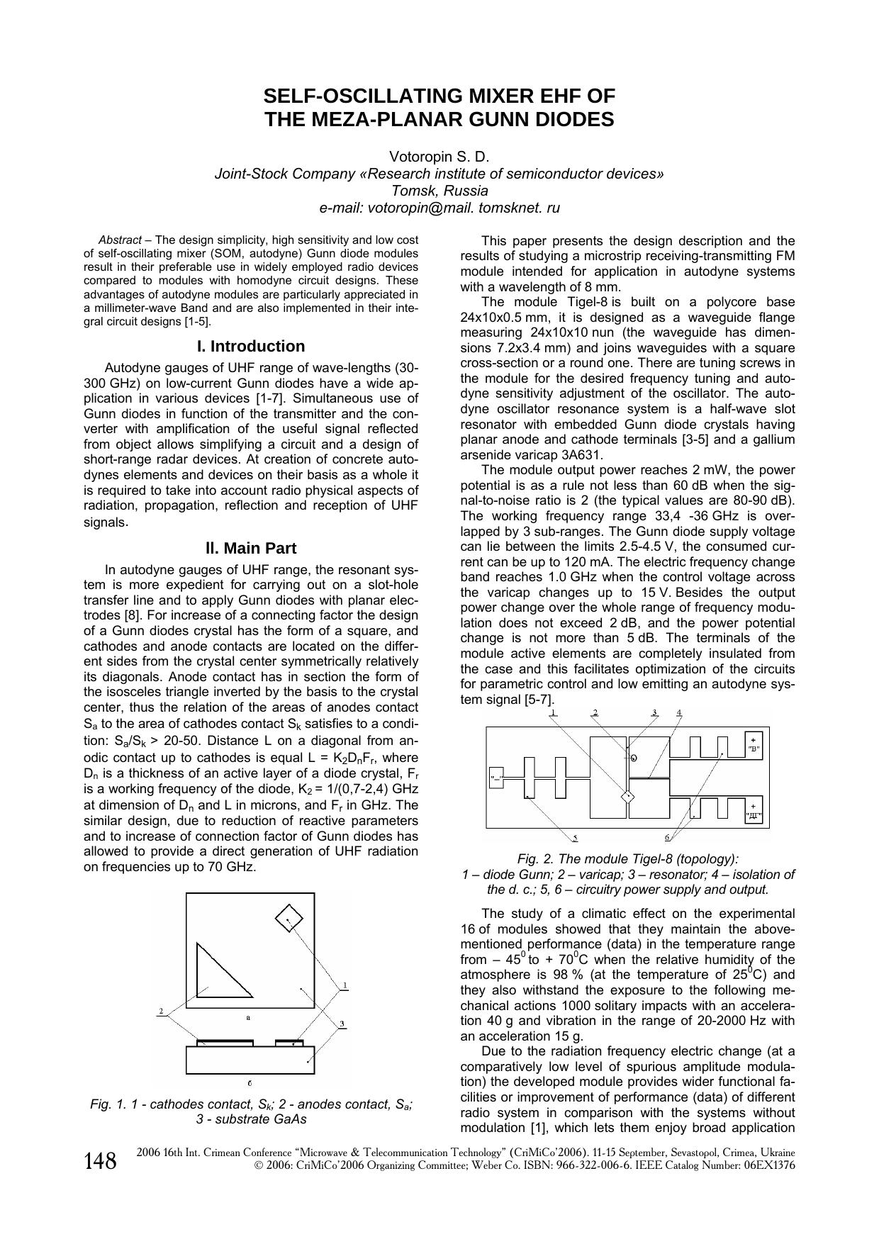 SELF-OSCILLATING MIXER EHF OF THE GUNN DIODES by S.D. Votoropin