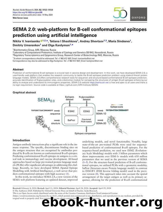 SEMA 2.0: web-platform for B-cell conformational epitopes prediction using artificial intelligence by unknow