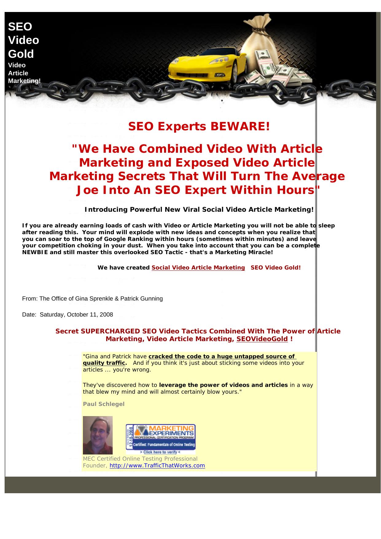 SEOVideoGold - Social Video Article Marketing. by Best of Kuszter's Collection