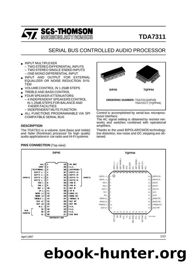SERIAL BUS CONTROLLED AUDIO PROCESSOR by SGS-THOMSON Microelectronics