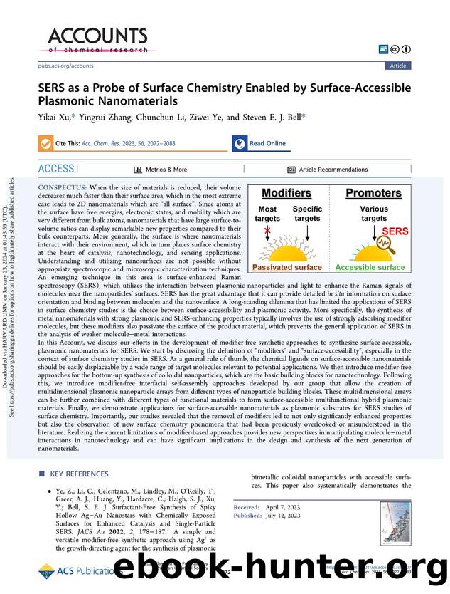 SERS as a Probe of Surface Chemistry Enabled by Surface-Accessible Plasmonic Nanomaterials by Yikai Xu Yingrui Zhang Chunchun Li Ziwei Ye & Steven E. J. Bell
