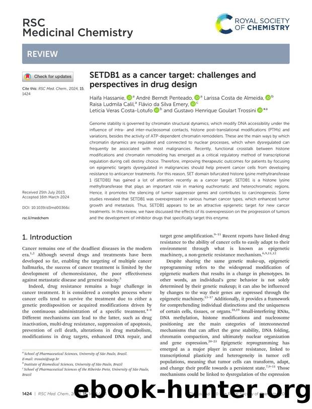 SETDB1 as a cancer target: challenges and perspectives in drug design by unknow
