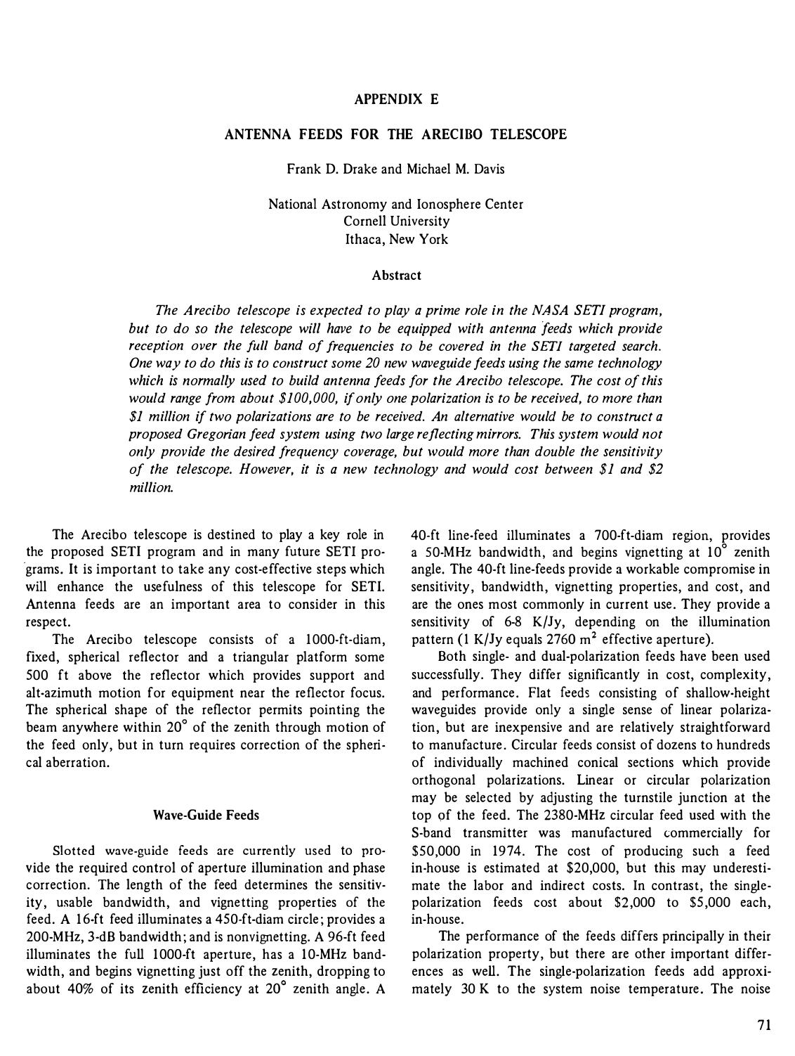 SETI Science Working Group Report, NASA TP 2244 (1984) by Frank Drake