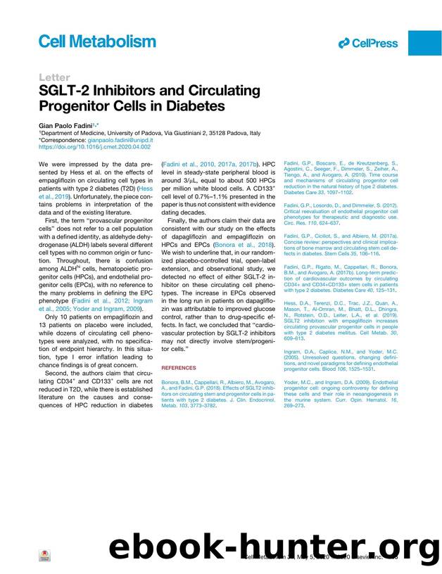 SGLT-2 Inhibitors and Circulating Progenitor Cells in Diabetes by Gian Paolo Fadini