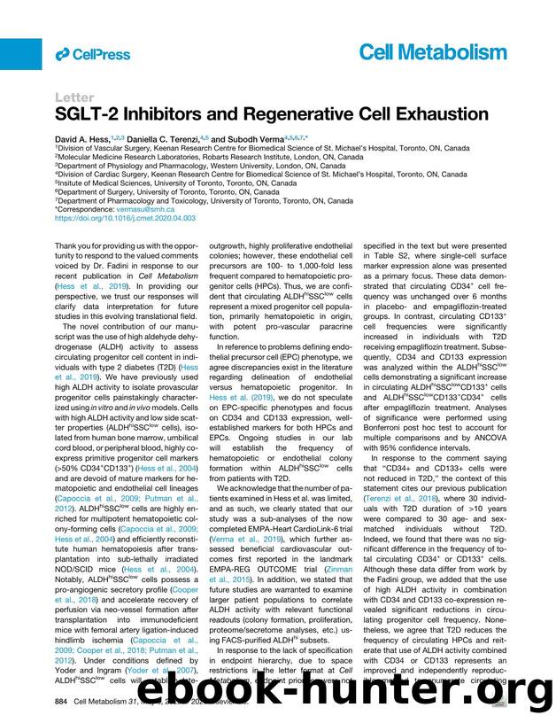 SGLT-2 Inhibitors and Regenerative Cell Exhaustion by David A. Hess & Daniella C. Terenzi & Subodh Verma