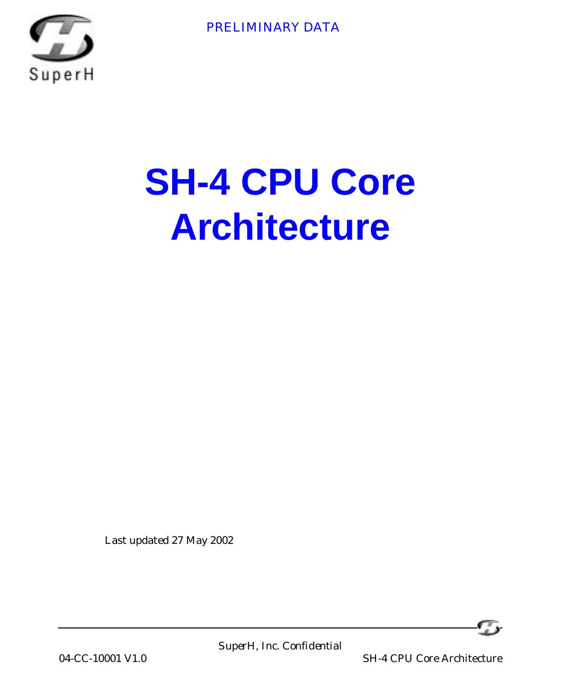 SH-4 CPU Core Architecture by Unknown