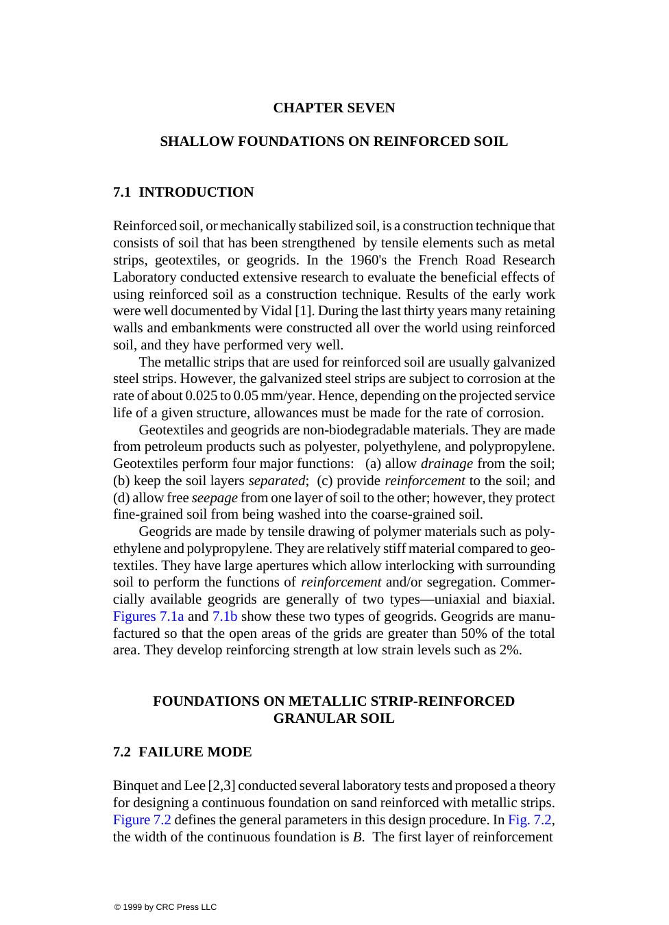 SHALLOW FOUNDATIONS: BEARING CAPACITY AND SETTLEMENT by Braja M. Das