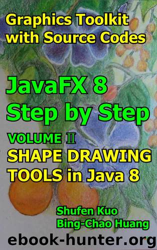 SHAPE DRAWING TOOLS in Java 8: JavaFX 8 Tutorial (Coding in JavaFX Step by Step Build Graphics Toolkit Book 2) by Shufen Kuo & Bing-Chao Huang
