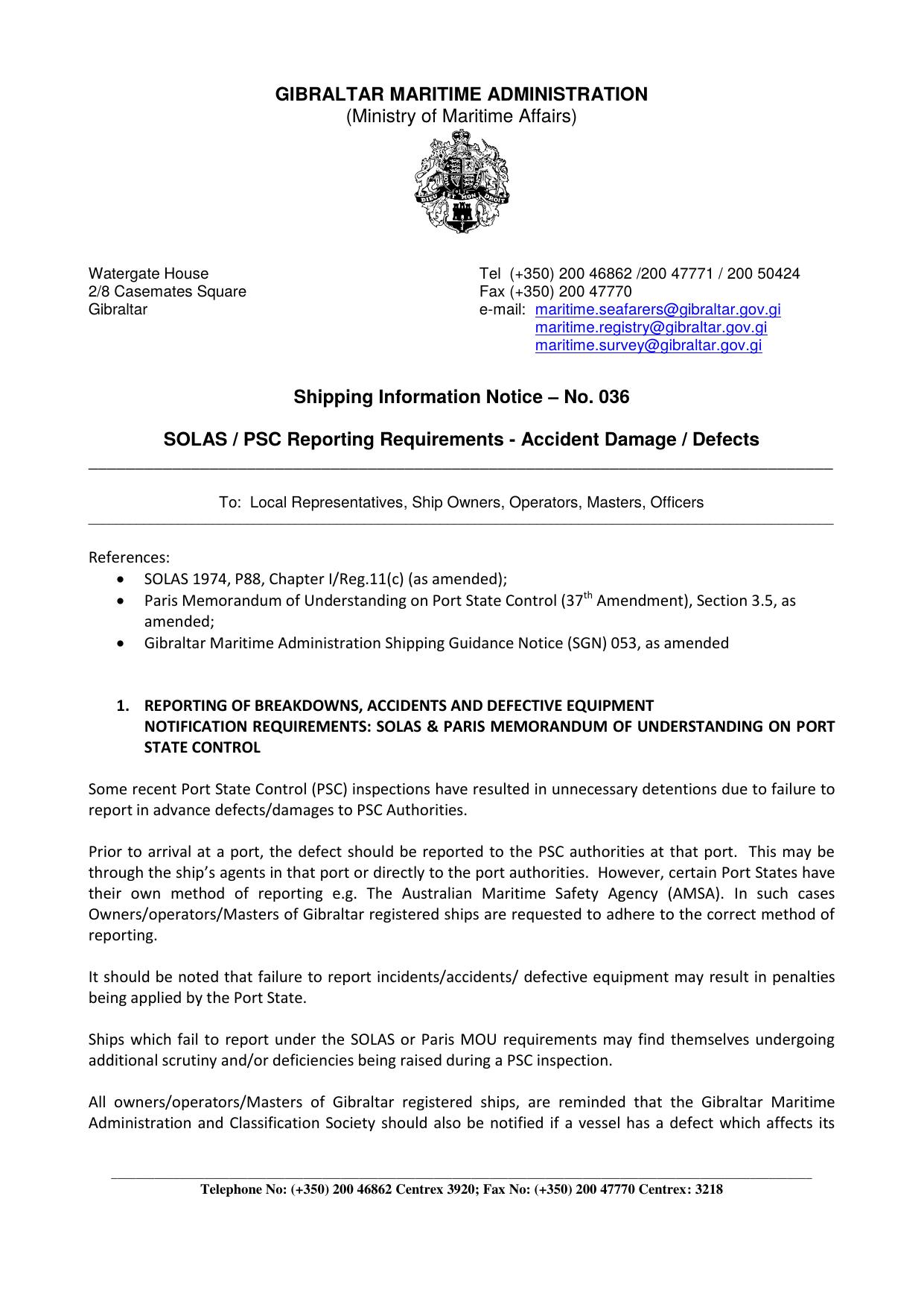 SIN-036-2014 by Maritime Administrator