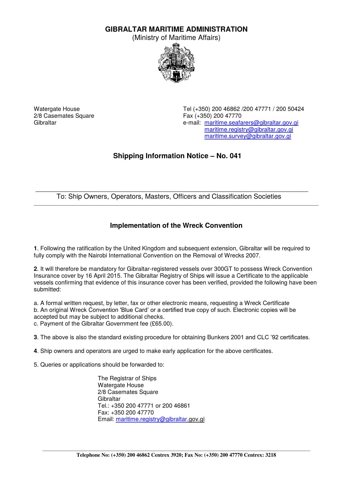SIN-041-2015 by Maritime Administrator