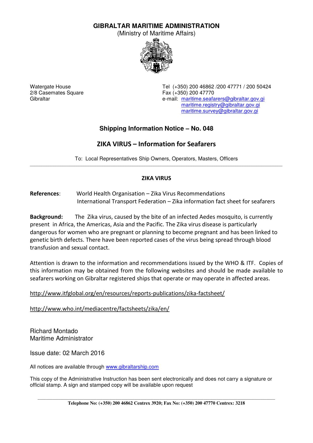 SIN-048-2016 by Maritime Administrator