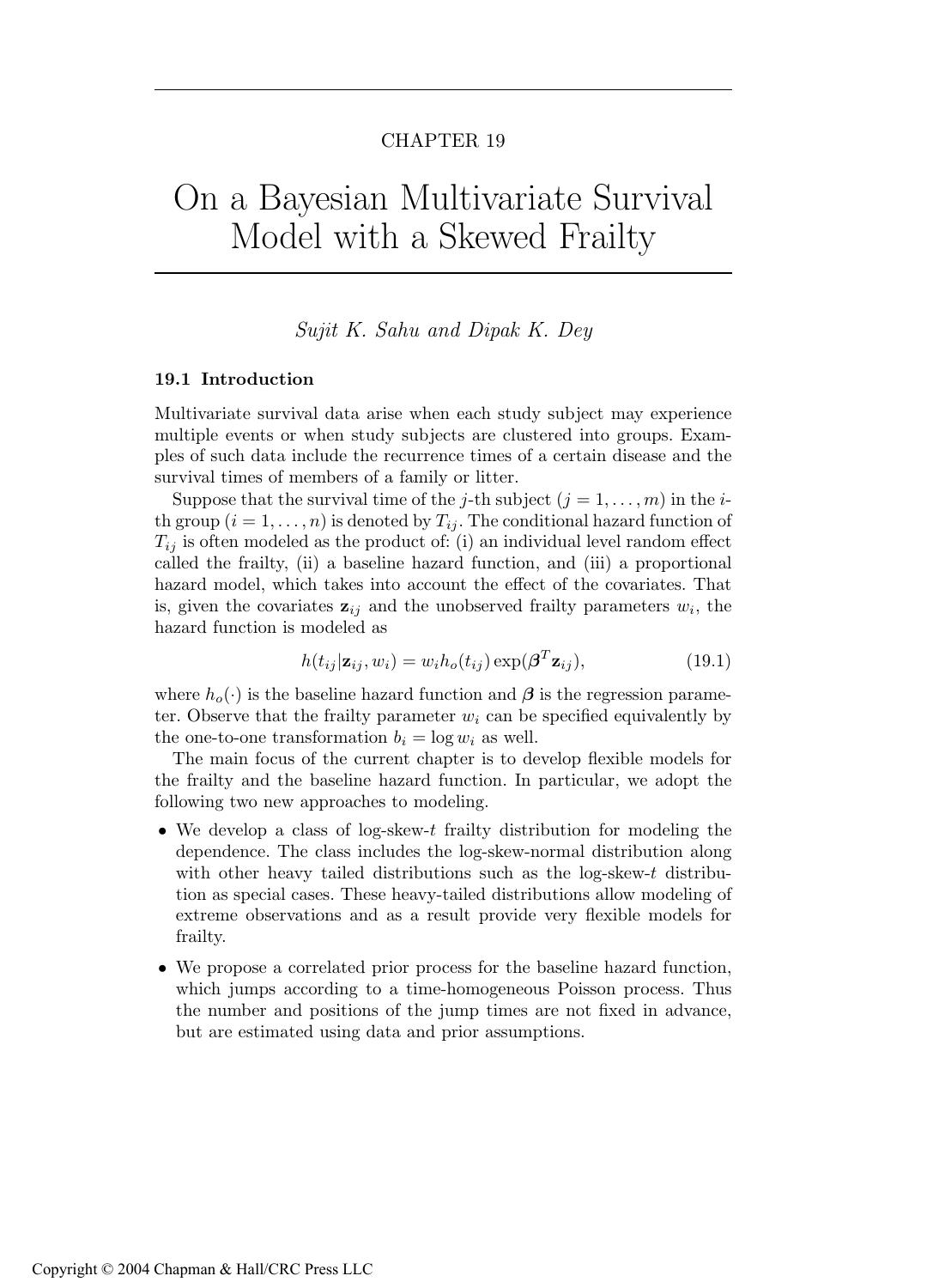 SKEW-ELLIPTICAL DISTRIBUTIONS AND THEIR APPLICATIONS: A JOURNEY BEYOND NORMALITY by Sahu Sujit K and Dipak K. Dey