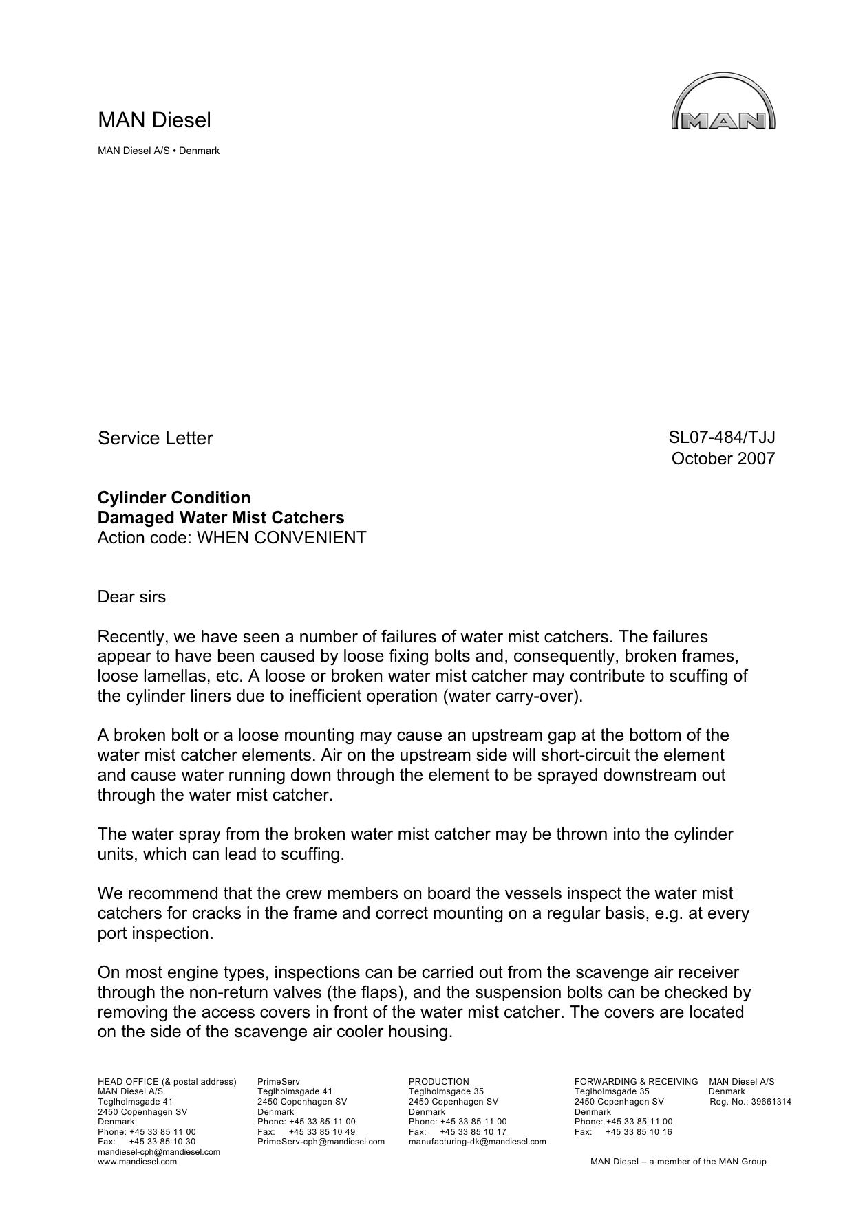 SL2007-484 Cylinder Condition Damaged Water Mist Catchers by Unknown