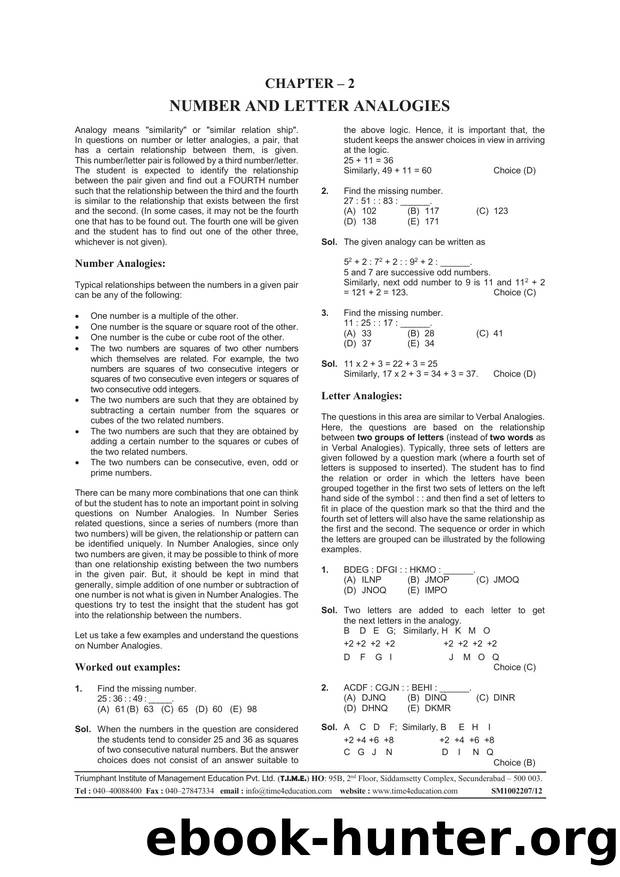 SM1002207 Chapter-2 Number and Letter Analogies by Unknown