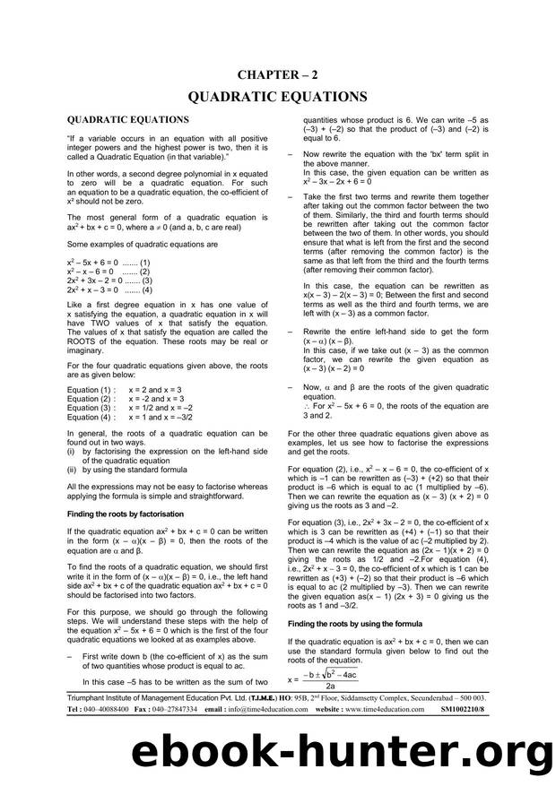 SM1002210 Chapter-2 (Quadratic Equations) by Unknown