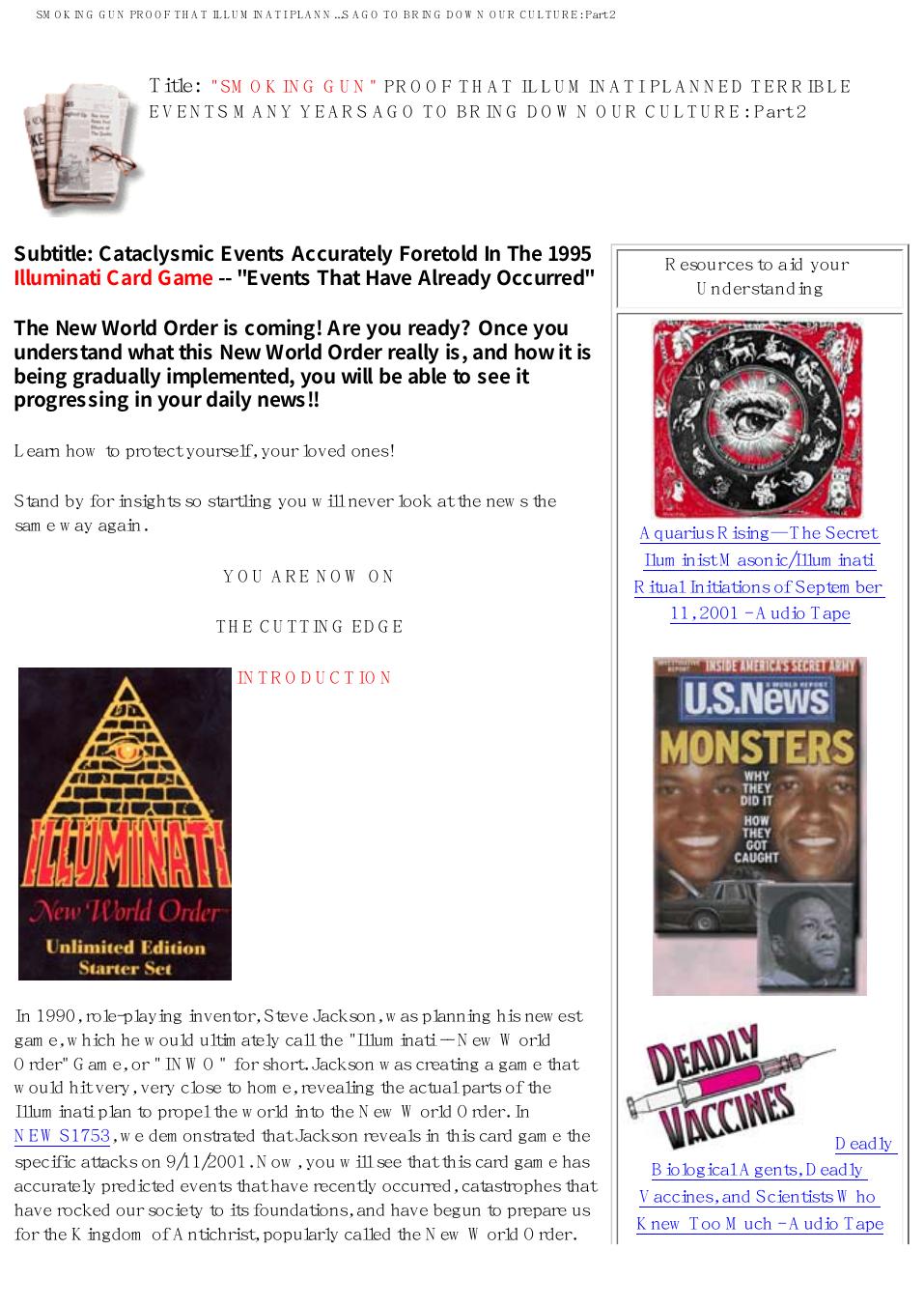 SMOKING GUN PROOF THAT ILLUMINATI PLANNED TERRIBLE EVENTS MANY YEARS AGO TO BRING DOWN OUR CULTURE: Part 2 by pdf